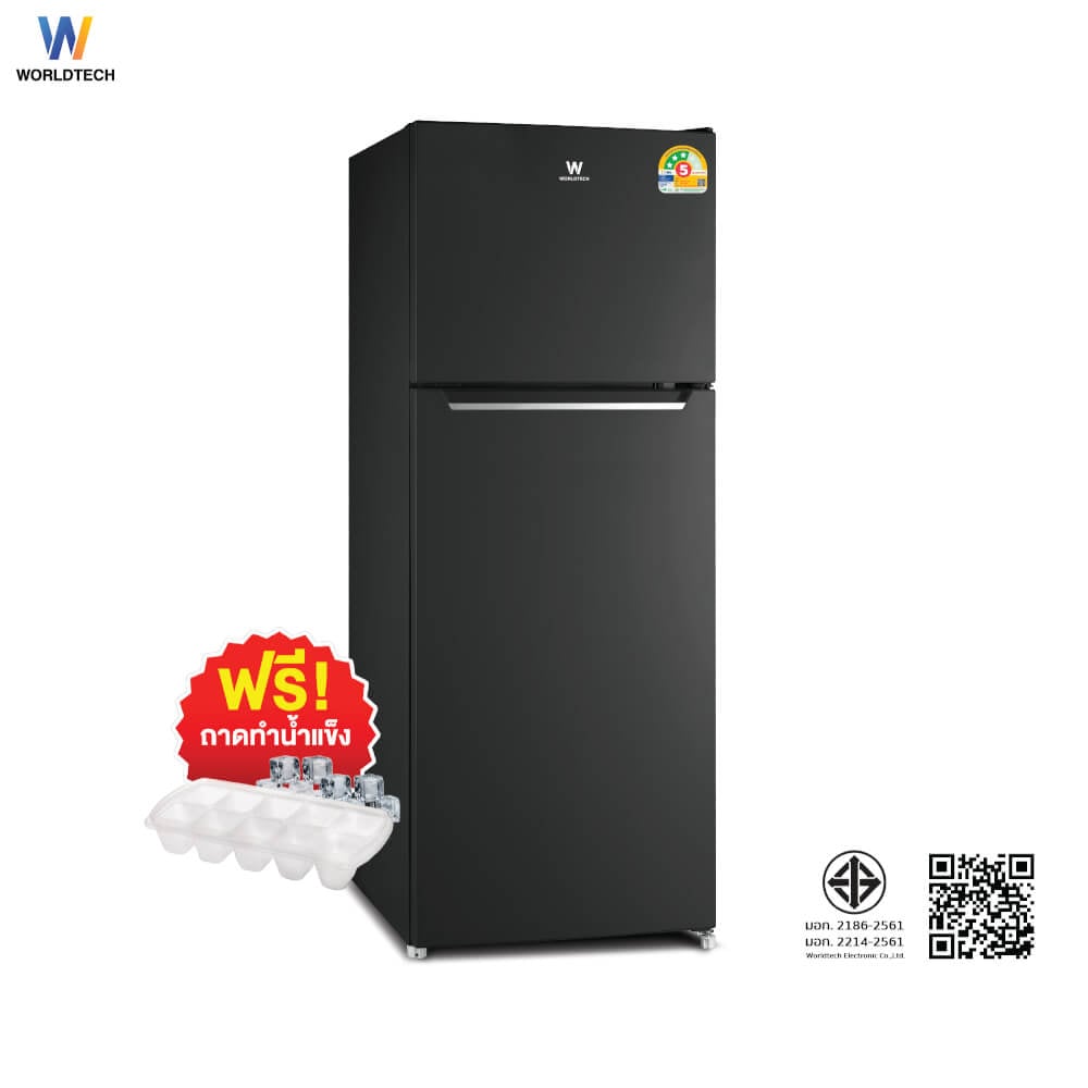 ตู้เย็น 2 ประตู WORLDTECH รุ่น WT-RF138 ขนาด 4.9 คิว ความจุ 138 ลิตร สีดำ